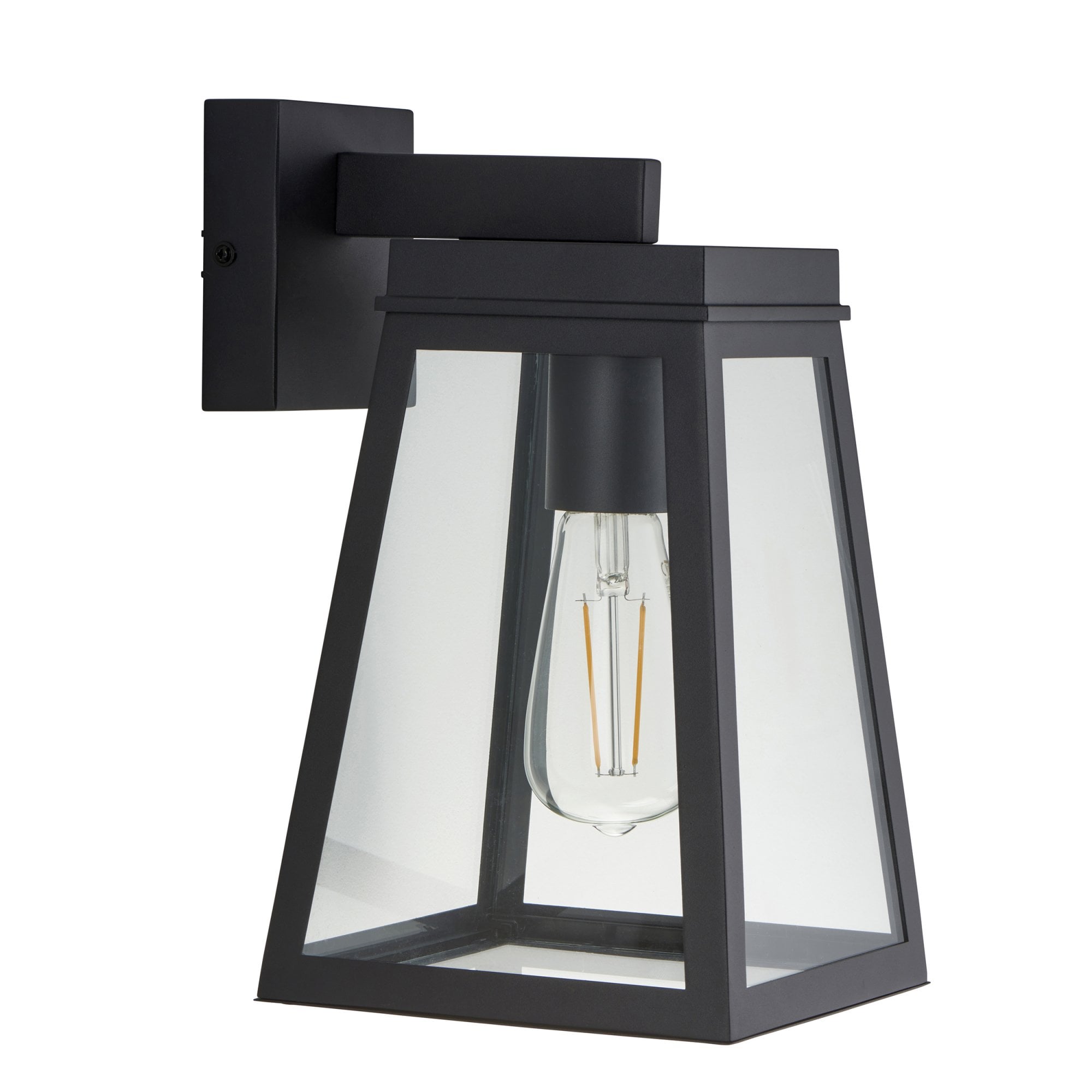 118762 Lymington Outdoor Wall Light Textured Black & Clear Glass