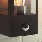 120552 Huntington Outdoor Pir Wall Light Matt Black & Clear Glass