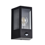 120552 Huntington Outdoor Pir Wall Light Matt Black & Clear Glass