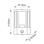 120552 Huntington Outdoor Pir Wall Light Matt Black & Clear Glass