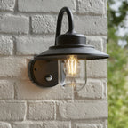 120556 Thornton Outdoor Pir Wall Light Matt Black & Clear Glass