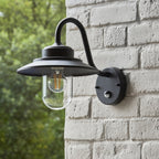 120556 Thornton Outdoor Pir Wall Light Matt Black & Clear Glass