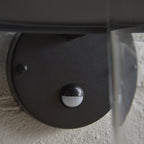 120556 Thornton Outdoor Pir Wall Light Matt Black & Clear Glass