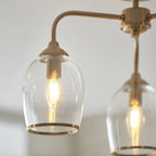 120616 Ashcroft 3 Light Semi Flush Ceiling Light Brushed Aged Brass Plate & Clear Glass