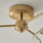 120616 Ashcroft 3 Light Semi Flush Ceiling Light Brushed Aged Brass Plate & Clear Glass