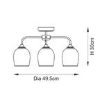 120616 Ashcroft 3 Light Semi Flush Ceiling Light Brushed Aged Brass Plate & Clear Glass