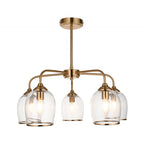 120618 Ashcroft 5 Light Pendant Brushed Aged Brass Plate & Clear Glass