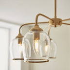120618 Ashcroft 5 Light Pendant Brushed Aged Brass Plate & Clear Glass