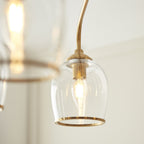 120618 Ashcroft 5 Light Pendant Brushed Aged Brass Plate & Clear Glass