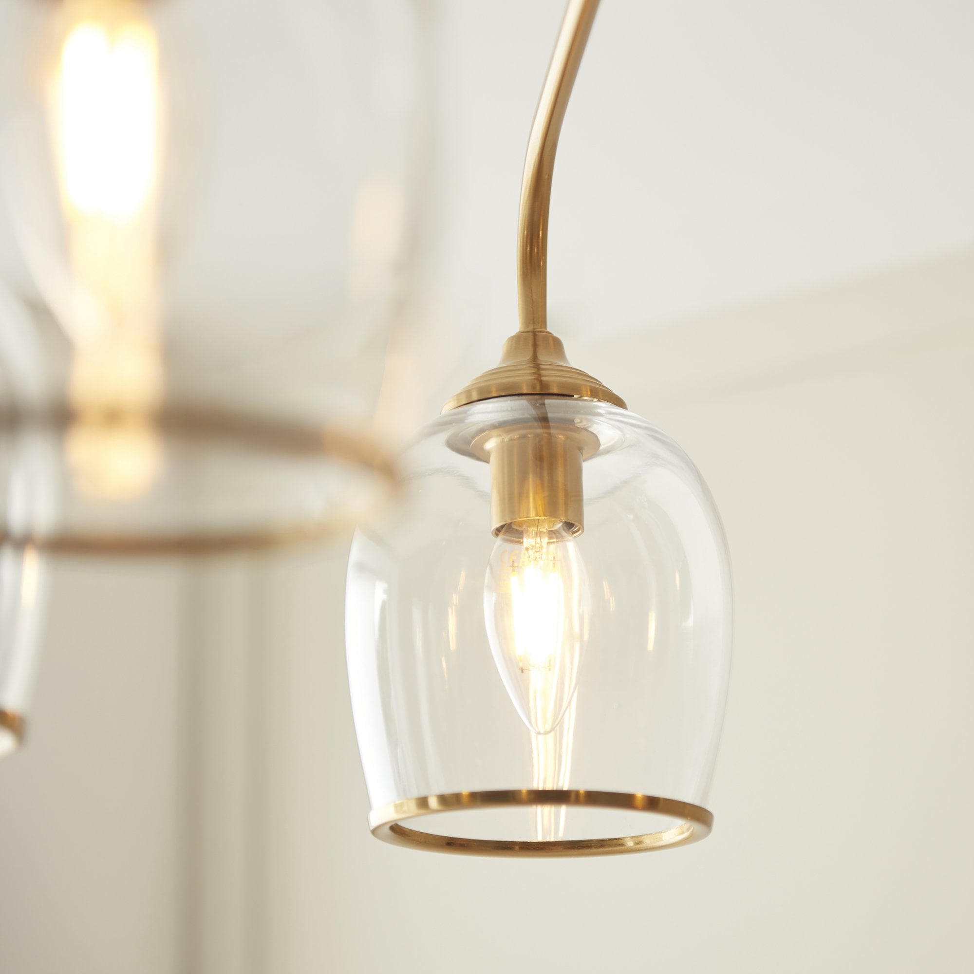 120618 Ashcroft 5 Light Pendant Brushed Aged Brass Plate & Clear Glass