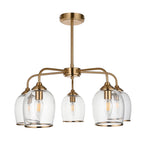 120618 Ashcroft 5 Light Pendant Brushed Aged Brass Plate & Clear Glass