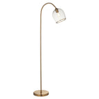 120620 Ashcroft Floor Lamp Brushed Aged Brass Plate & Clear Glass