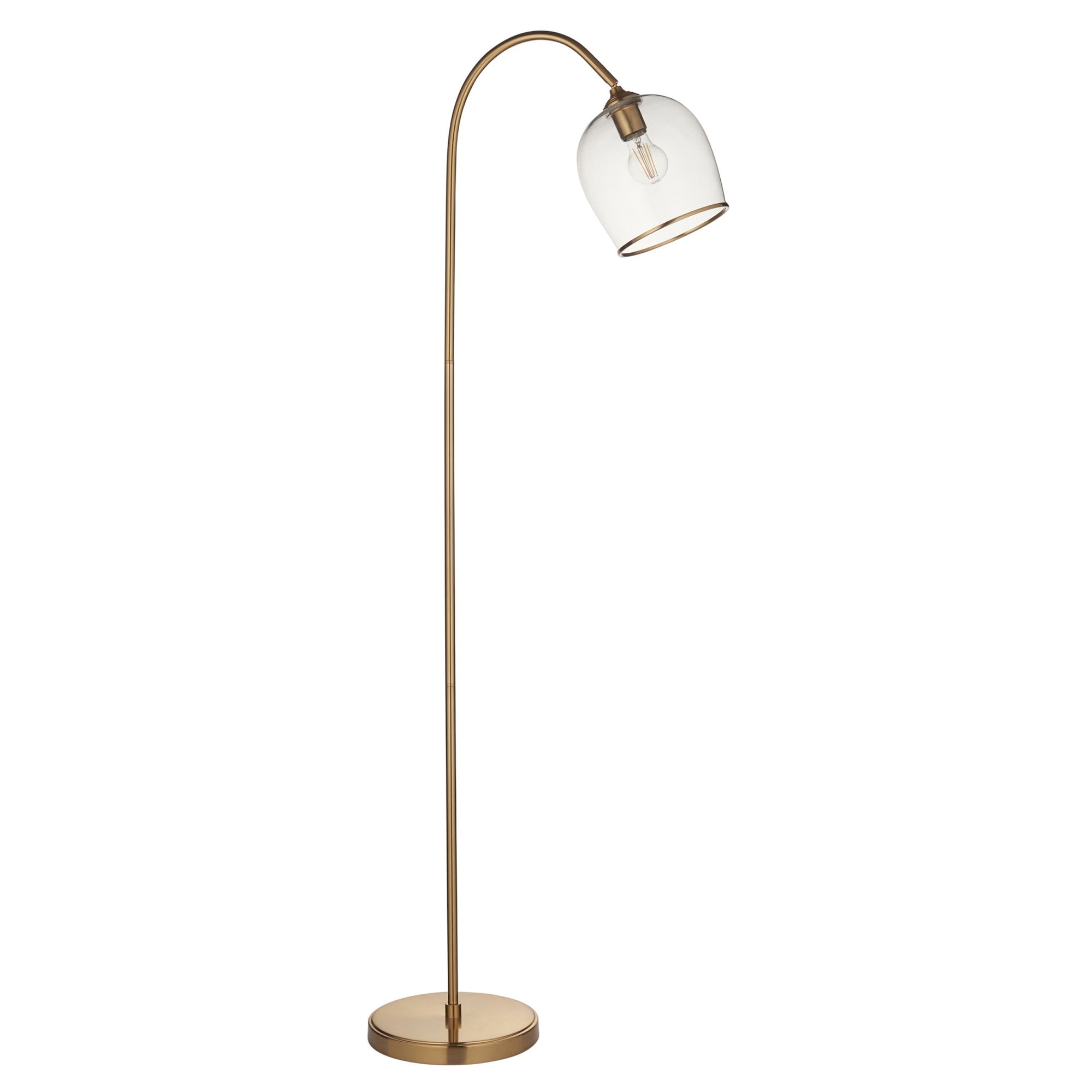 120620 Ashcroft Floor Lamp Brushed Aged Brass Plate & Clear Glass
