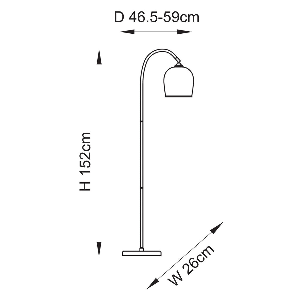 120620 Ashcroft Floor Lamp Brushed Aged Brass Plate & Clear Glass