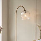 120621 Ashcroft Ribbed Floor Lamp Brushed Aged Brass Plate & Clear Ribbed Glass