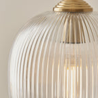 120621 Ashcroft Ribbed Floor Lamp Brushed Aged Brass Plate & Clear Ribbed Glass