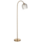 120621 Ashcroft Ribbed Floor Lamp Brushed Aged Brass Plate & Clear Ribbed Glass