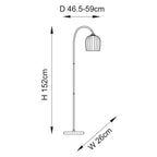 120621 Ashcroft Ribbed Floor Lamp Brushed Aged Brass Plate & Clear Ribbed Glass