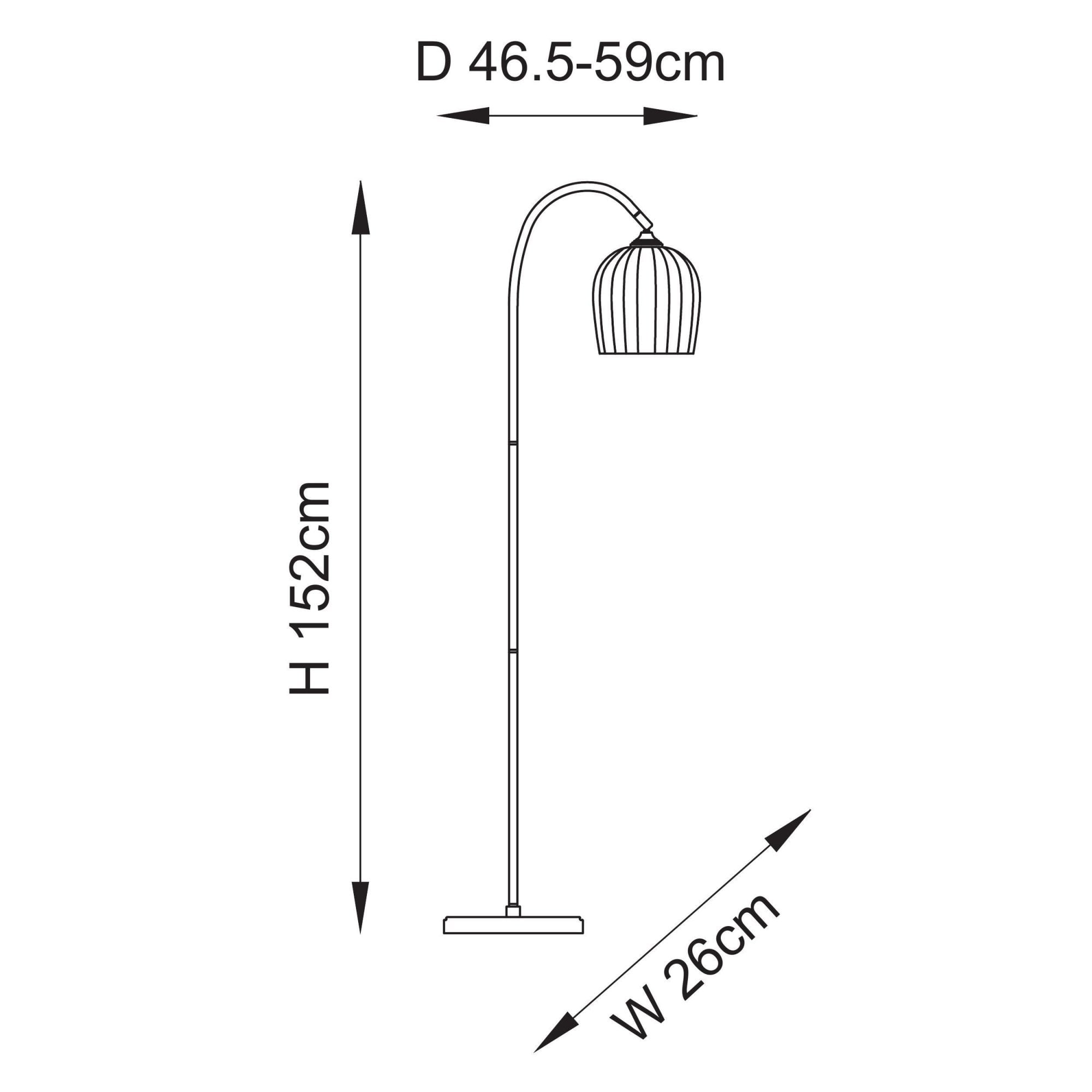 120621 Ashcroft Ribbed Floor Lamp Brushed Aged Brass Plate & Clear Ribbed Glass