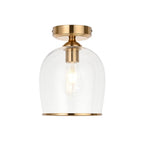 120622 Ashcroft Flush Ceiling Light Brushed Aged Brass Plate & Clear Glass