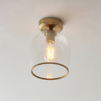120622 Ashcroft Flush Ceiling Light Brushed Aged Brass Plate & Clear Glass
