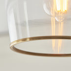 120622 Ashcroft Flush Ceiling Light Brushed Aged Brass Plate & Clear Glass