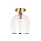 120622 Ashcroft Flush Ceiling Light Brushed Aged Brass Plate & Clear Glass