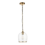 120624 Ashcroft Pendant Brushed Aged Brass Plate & Clear Glass