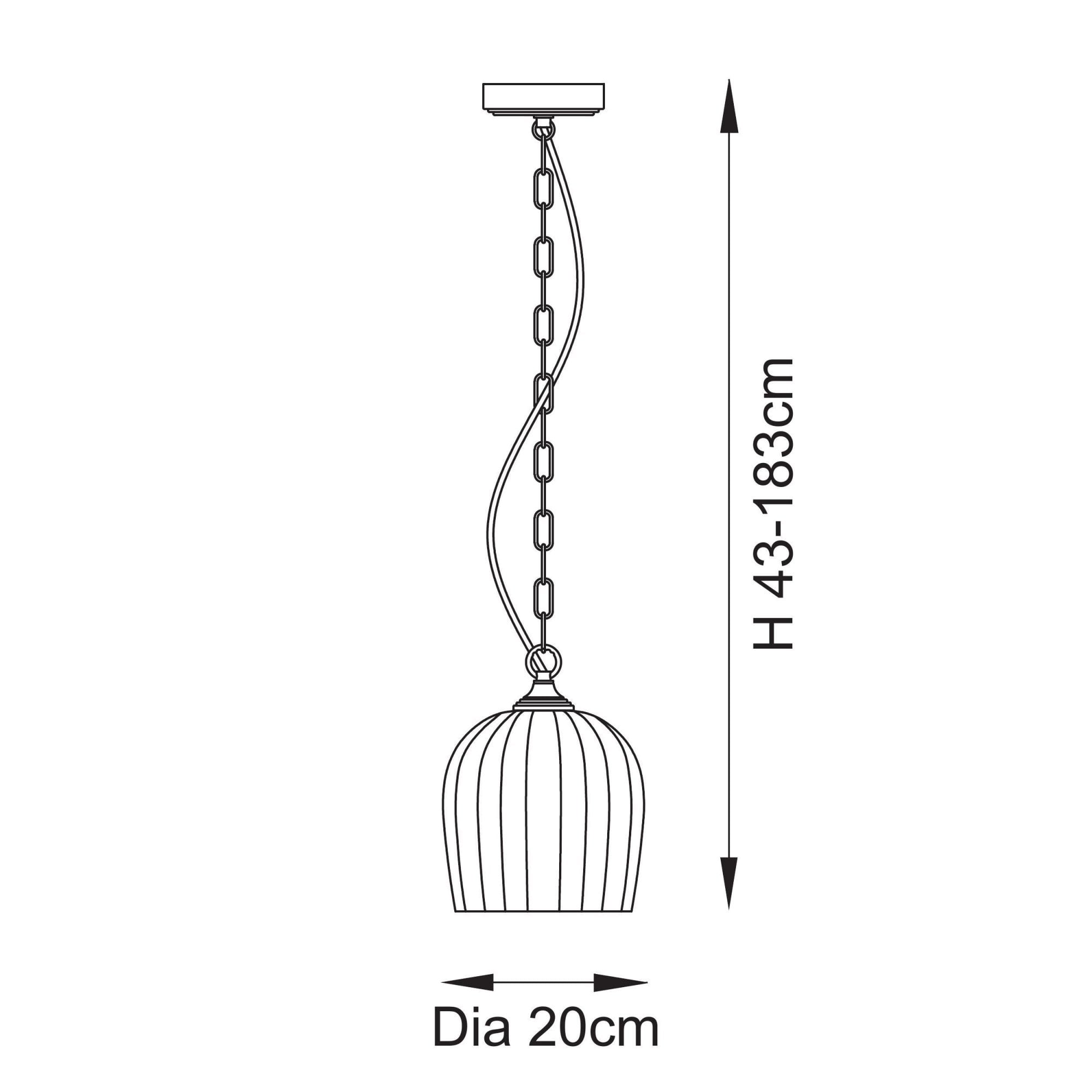 120625 Ashcroft Ribbed Pendant Brushed Aged Brass Plate & Clear Ribbed Glass