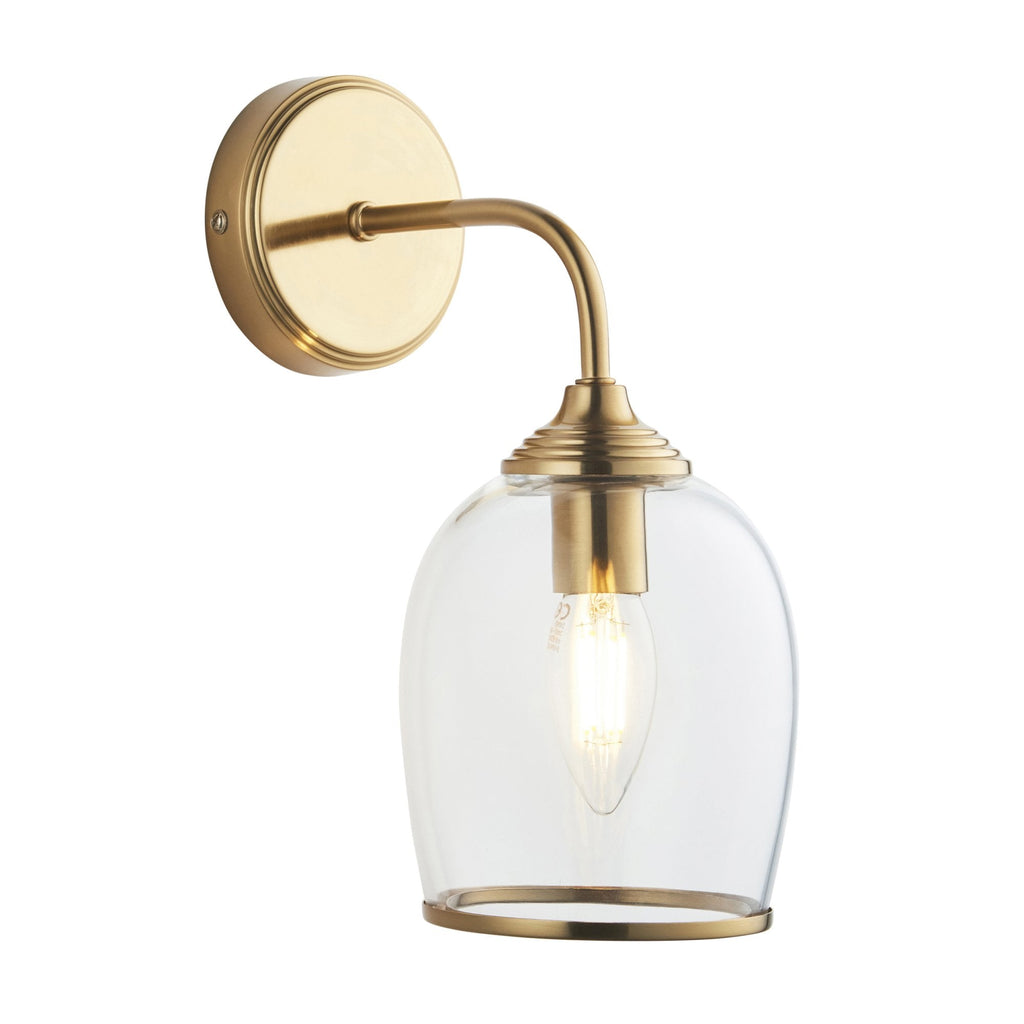 120626 Ashcroft Wall Light Brushed Aged Brass Plate & Clear Glass