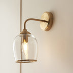 120626 Ashcroft Wall Light Brushed Aged Brass Plate & Clear Glass