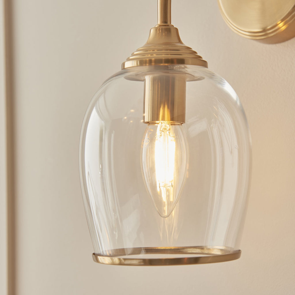 120626 Ashcroft Wall Light Brushed Aged Brass Plate & Clear Glass