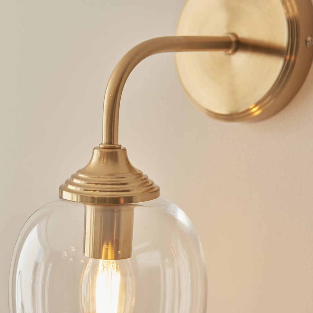 120626 Ashcroft Wall Light Brushed Aged Brass Plate & Clear Glass