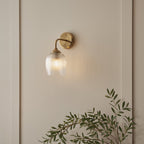 120627 Ashcroft Ribbed Wall Light Brushed Aged Brass Plate & Clear Ribbed Glass