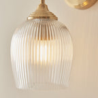 120627 Ashcroft Ribbed Wall Light Brushed Aged Brass Plate & Clear Ribbed Glass