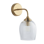 120627 Ashcroft Ribbed Wall Light Brushed Aged Brass Plate & Clear Ribbed Glass