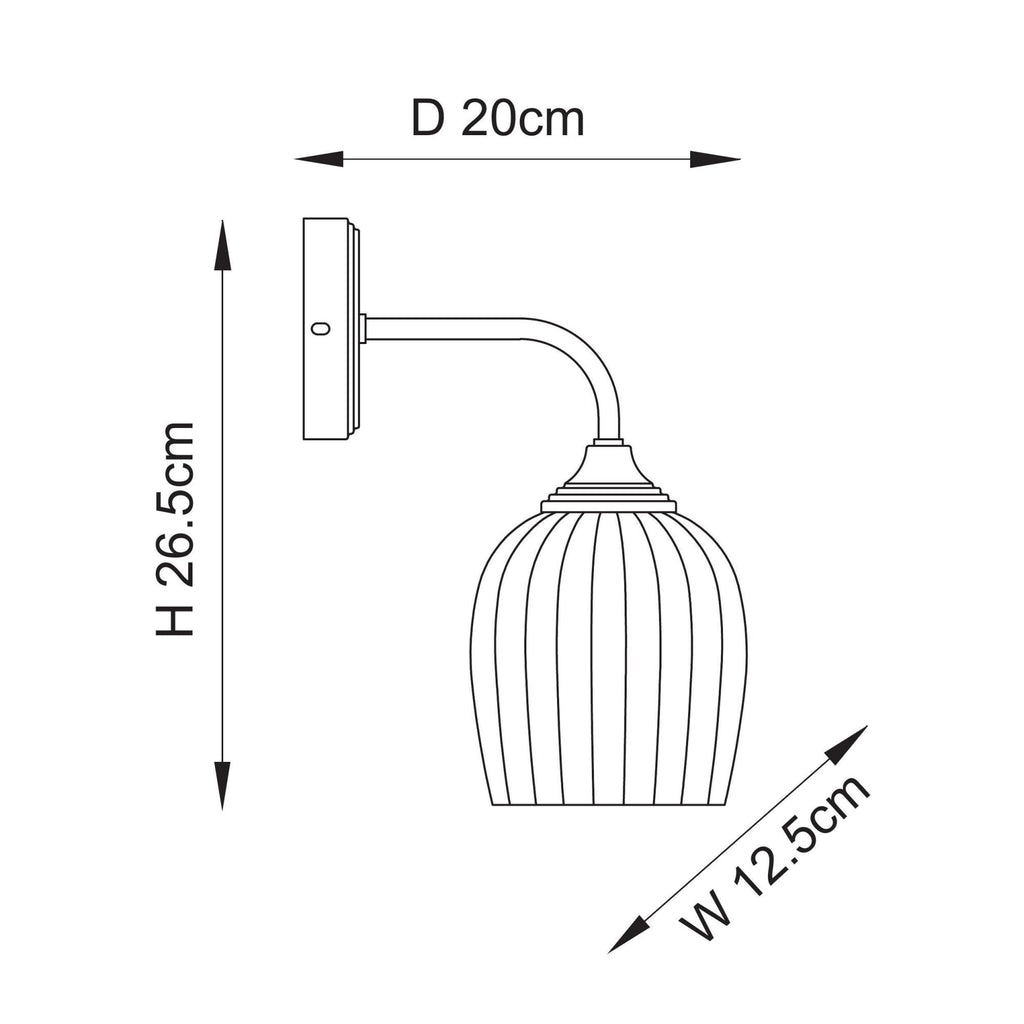 120627 Ashcroft Ribbed Wall Light Brushed Aged Brass Plate & Clear Ribbed Glass