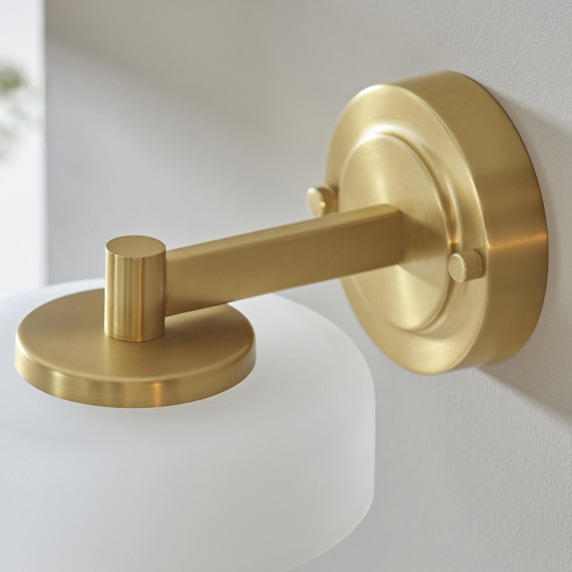 120630 Boss Wall Light Brushed Aged Brass Plate With Frosted & Opal Glass