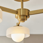 120631 Boss 3 Light Semi Flush Ceiling Light Brushed Aged Brass Plate With Frosted & Opal Glass