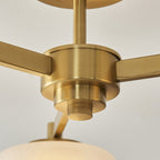 120631 Boss 3 Light Semi Flush Ceiling Light Brushed Aged Brass Plate With Frosted & Opal Glass