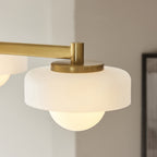 120631 Boss 3 Light Semi Flush Ceiling Light Brushed Aged Brass Plate With Frosted & Opal Glass