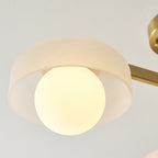 120631 Boss 3 Light Semi Flush Ceiling Light Brushed Aged Brass Plate With Frosted & Opal Glass