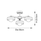 120631 Boss 3 Light Semi Flush Ceiling Light Brushed Aged Brass Plate With Frosted & Opal Glass