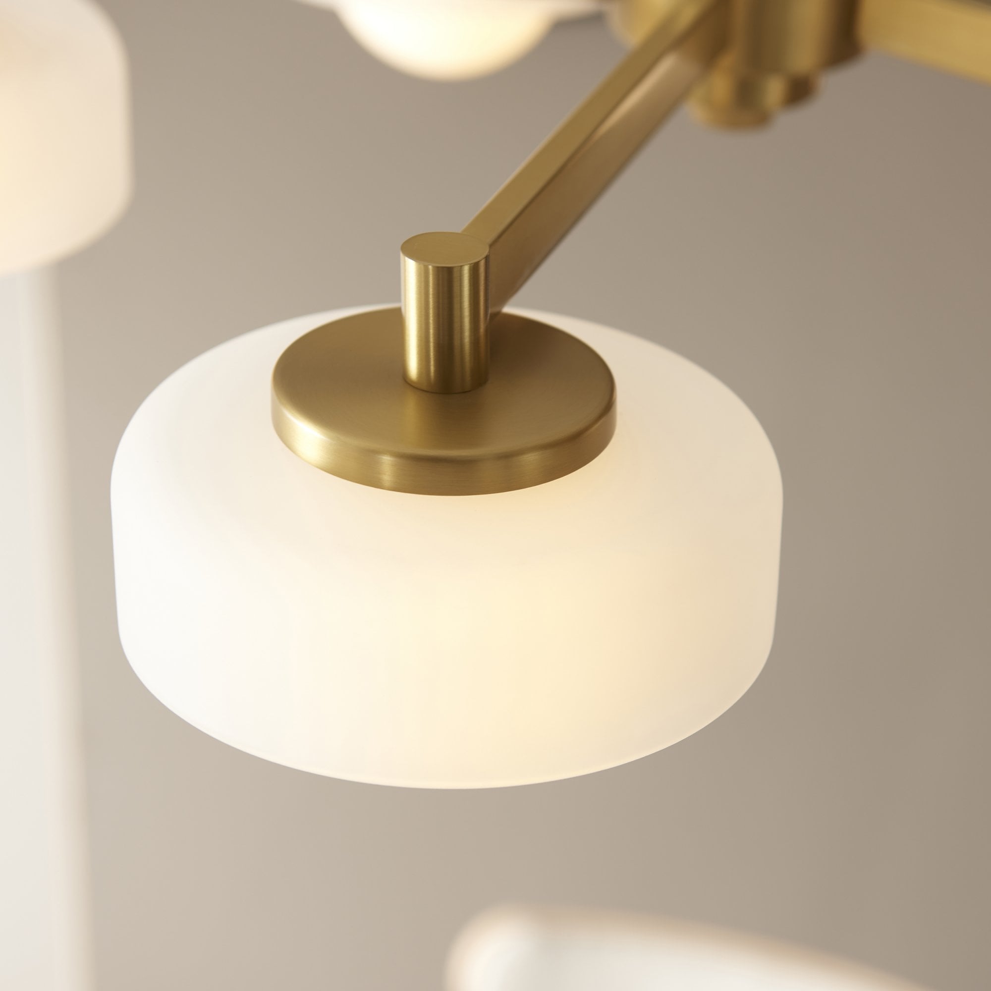 120632 Boss 5 Light Pendant Brushed Aged Brass Plate With Frosted & Opal Glass