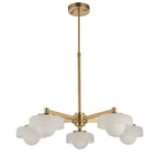 120632 Boss 5 Light Pendant Brushed Aged Brass Plate With Frosted & Opal Glass