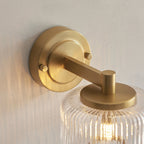 120633 Stamford Wall Light Brushed Aged Brass Plate & Clear Ribbed Glass