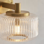 120633 Stamford Wall Light Brushed Aged Brass Plate & Clear Ribbed Glass
