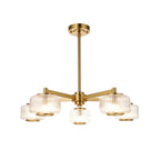 120635 Stamford 5 Light Pendant Brushed Aged Brass Plate & Clear Ribbed Glass