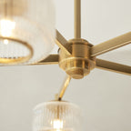 120635 Stamford 5 Light Pendant Brushed Aged Brass Plate & Clear Ribbed Glass