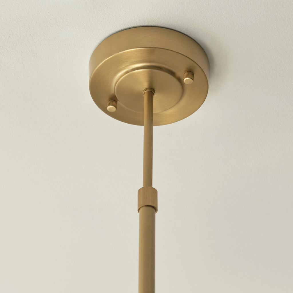 120635 Stamford 5 Light Pendant Brushed Aged Brass Plate & Clear Ribbed Glass